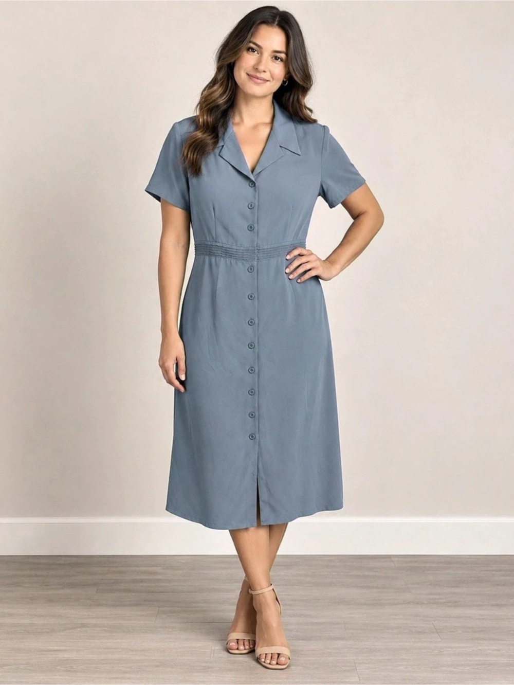 Vintage Eddie Bauer Women's Polyester Midi Dress Size 14